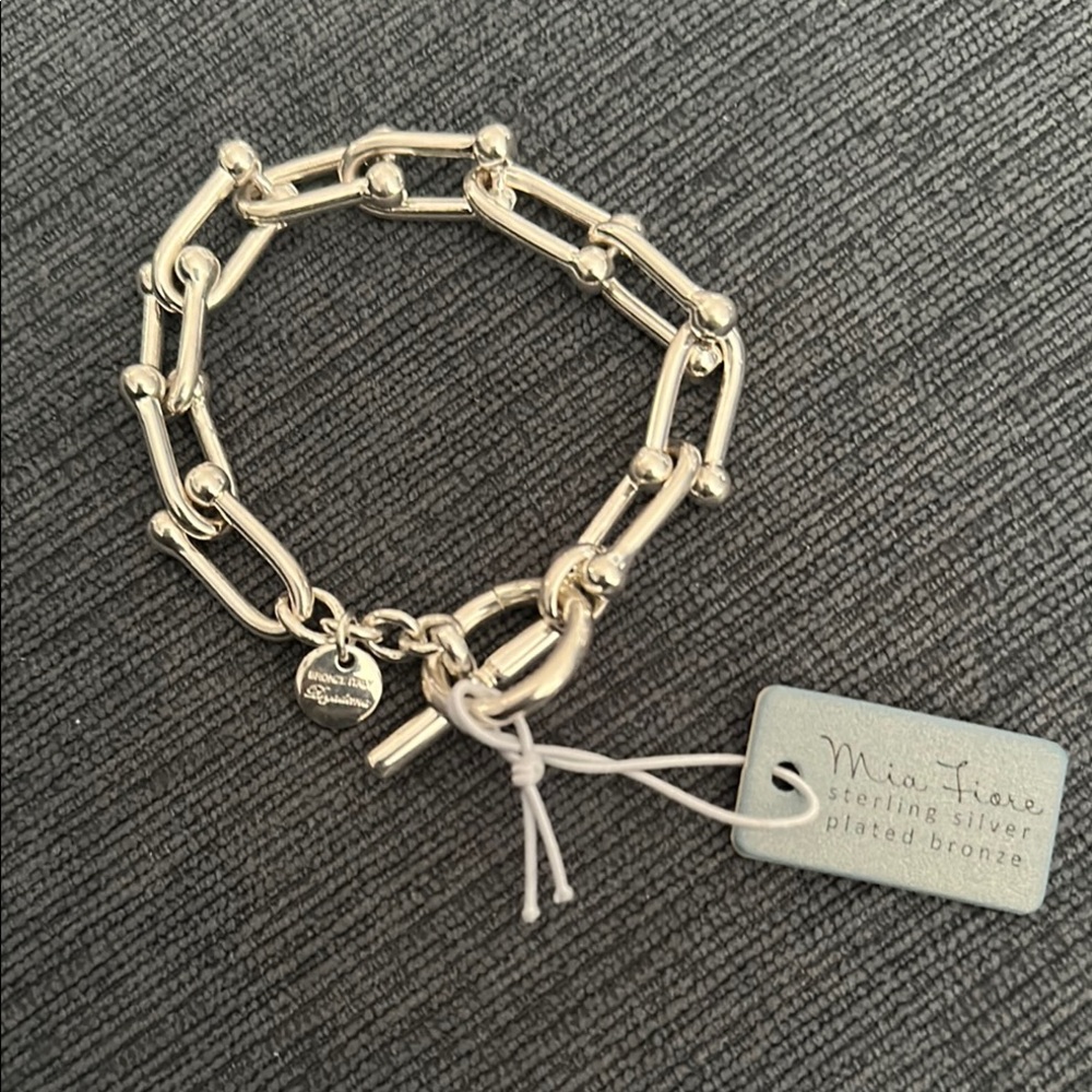 MIA Fire Dyadema U Link Sterling Silver over Plated Bronze … made inItaly  NWT